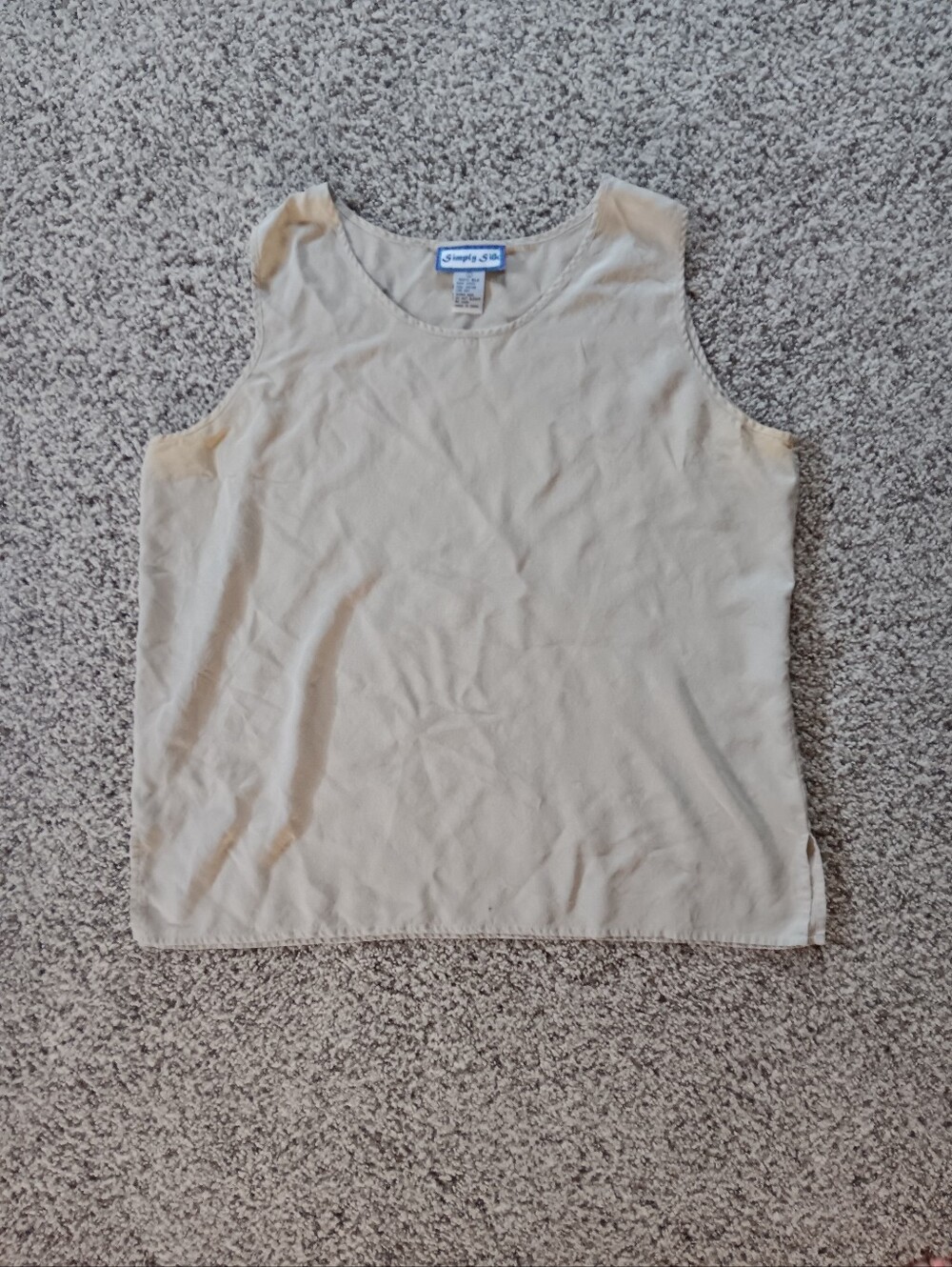 VTG Simply Silk 100% Silk Cream Colored Sleeveless Blouse Tank Top Large Basic